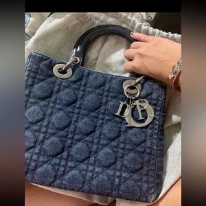Christian DIOR lady Dior blue denim bag handbag